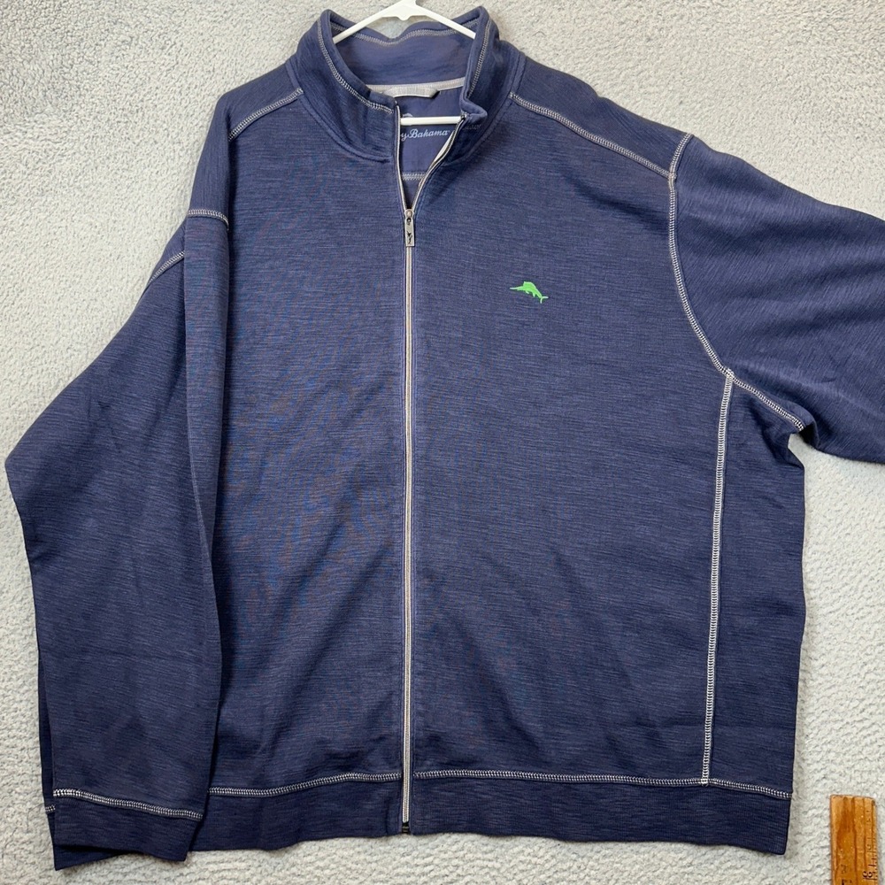 NEW Tommy Bahama Jacket Mens 4XLB Big Tobago Bay Full Zip Blue Contrast Stitch